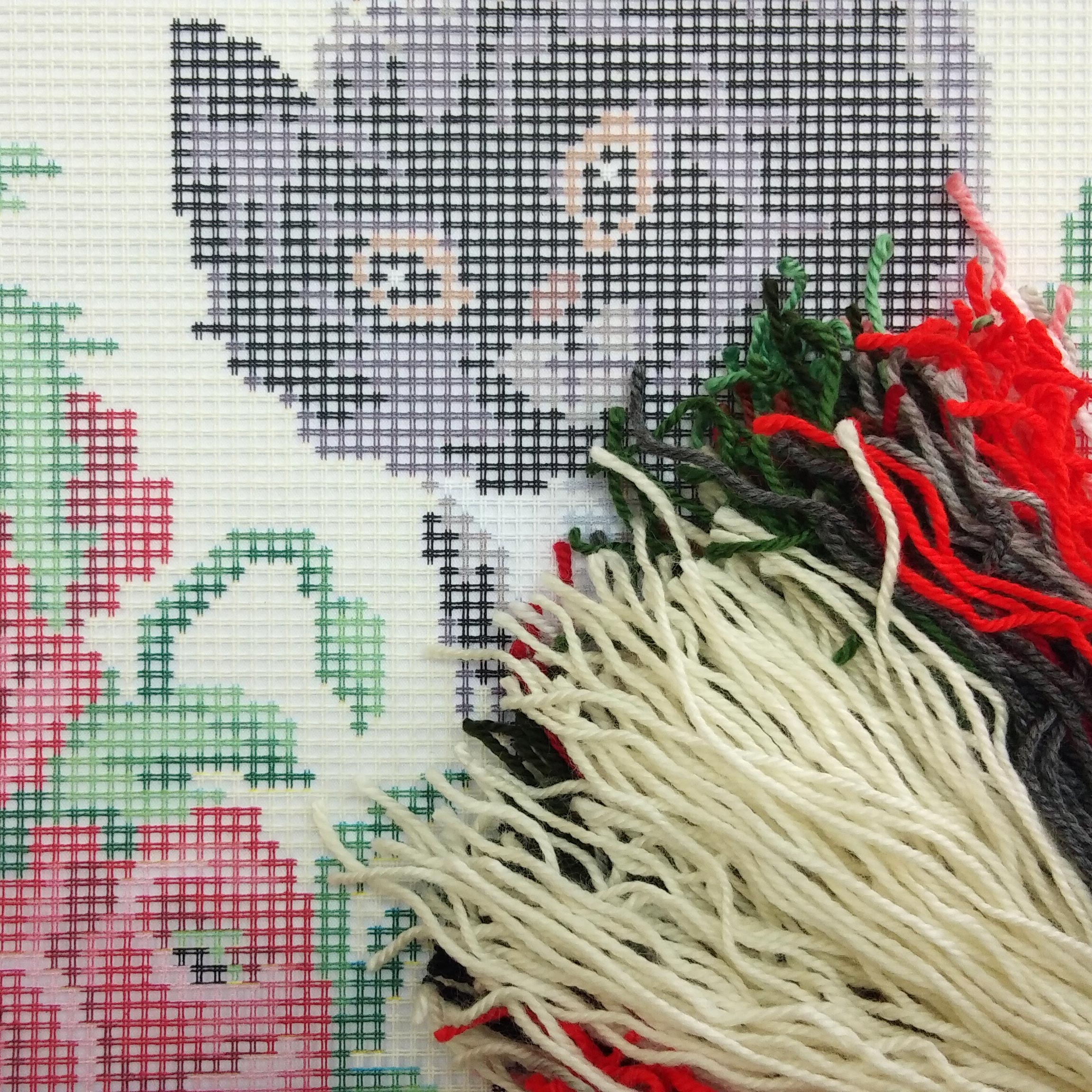 A Cat in Poppies — Needlepoint Kit 16″ × 16″ by Brvsk