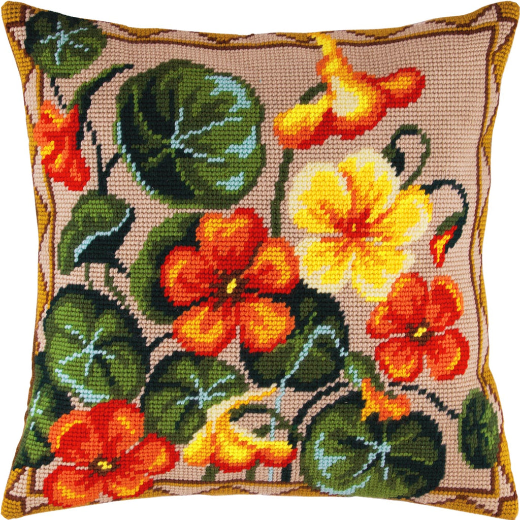 Nasturtium — Stamped Cross Stitch Kit 16″ × 16″ by Brvsk