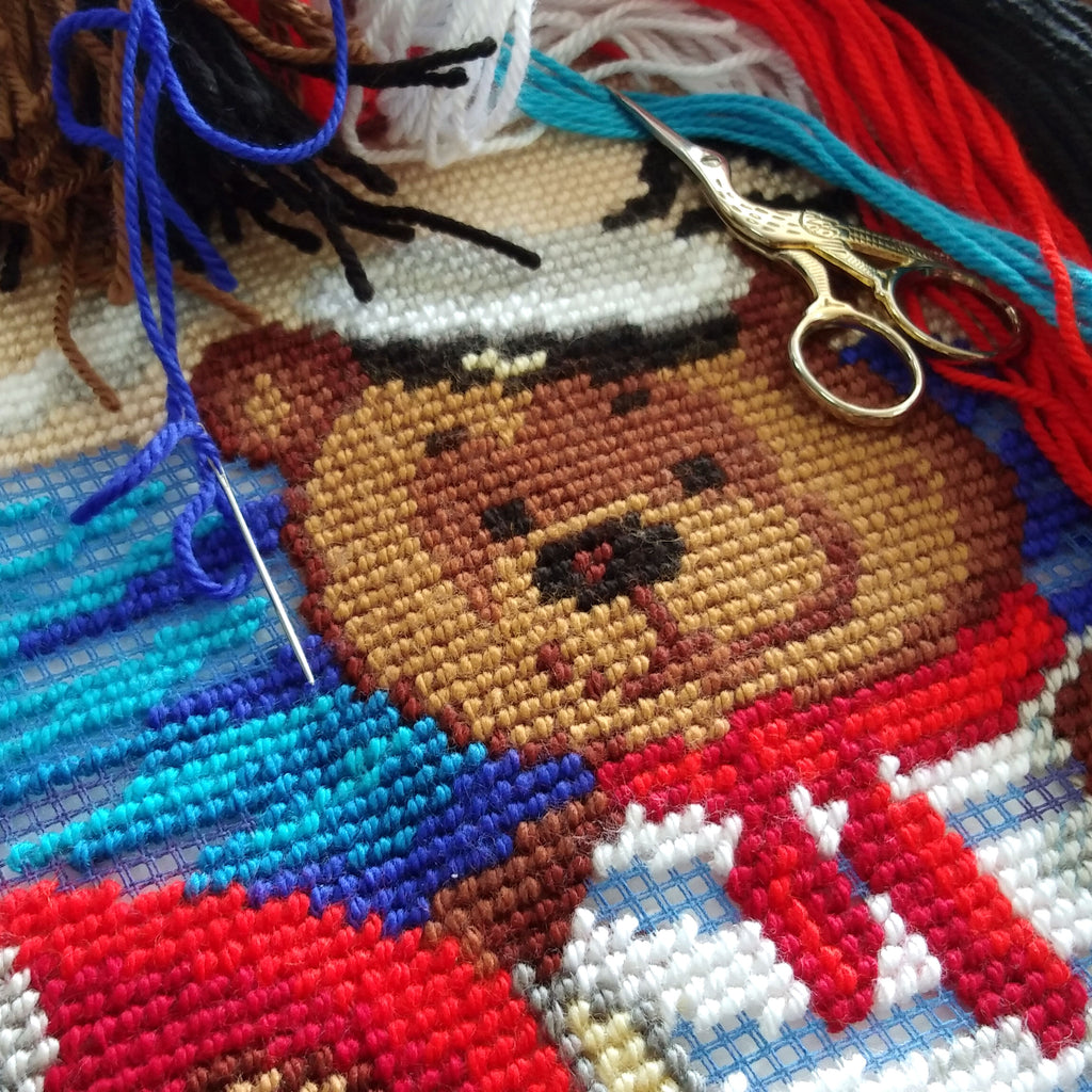 Bear the Sailor — Stamped Cross Stitch Kit 16″ × 16″ by Brvsk