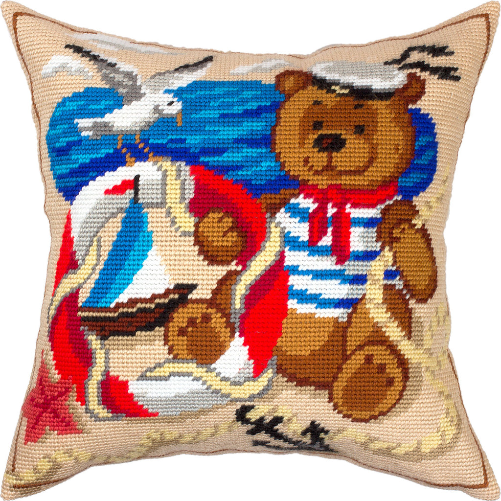 Bear the Sailor — Stamped Cross Stitch Kit 16″ × 16″ by Brvsk