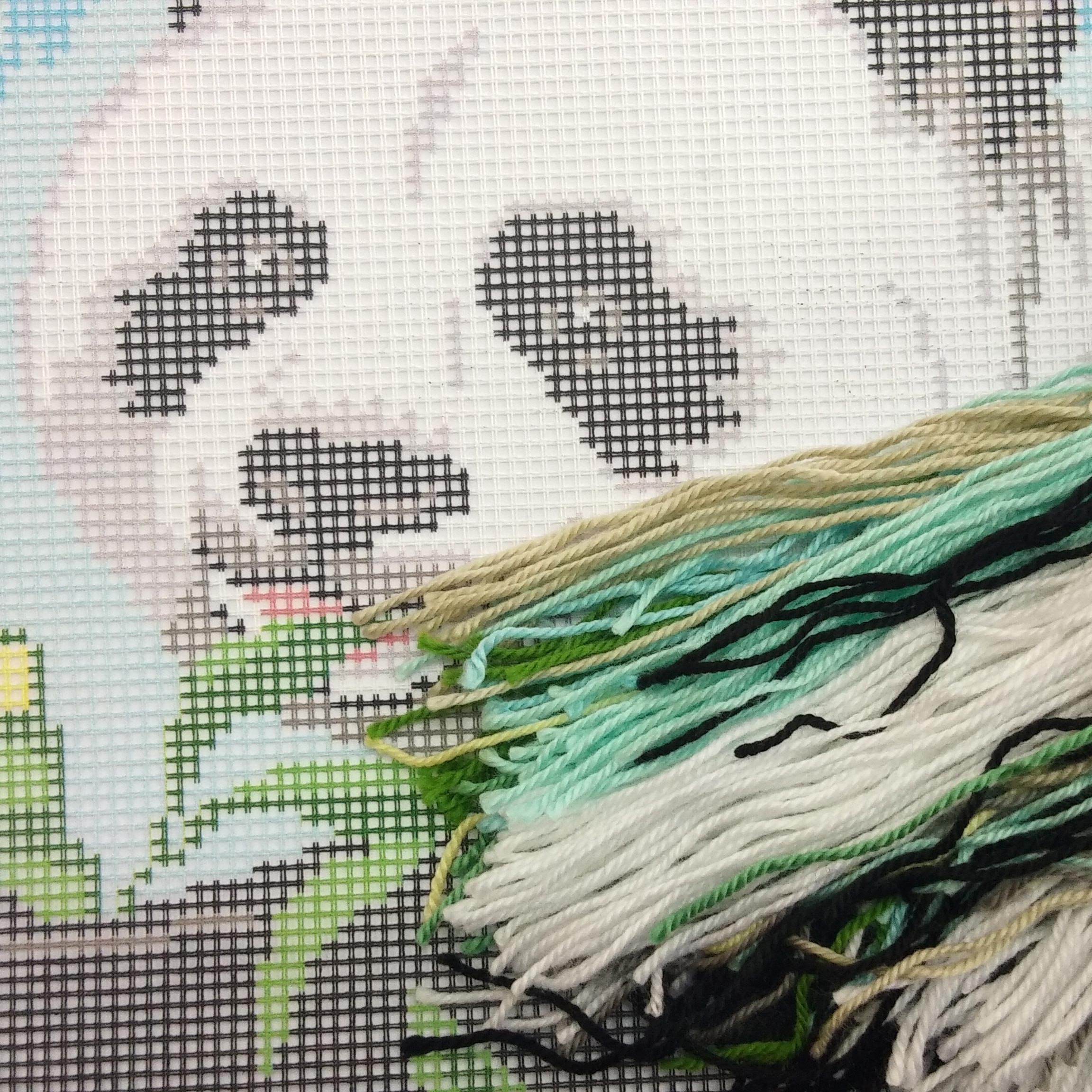 Brvsk Orient Needlepoint Kit for Adults and Beginners — Panda 16″ × 16″ with Clear, Precise Printed Design on Cotton Canvas; Includes 2 Needles, Yarn, and Easy-Read Chart