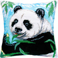 Brvsk Orient Needlepoint Kit for Adults and Beginners — Panda 16″ × 16″ with Clear, Precise Printed Design on Cotton Canvas; Includes 2 Needles, Yarn, and Easy-Read Chart