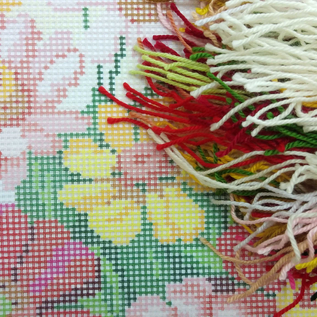 Zinnias — Stamped Cross Stitch Kit 16″ × 16″ by Brvsk