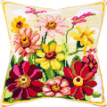 Zinnias — Stamped Cross Stitch Kit 16″ × 16″ by Brvsk
