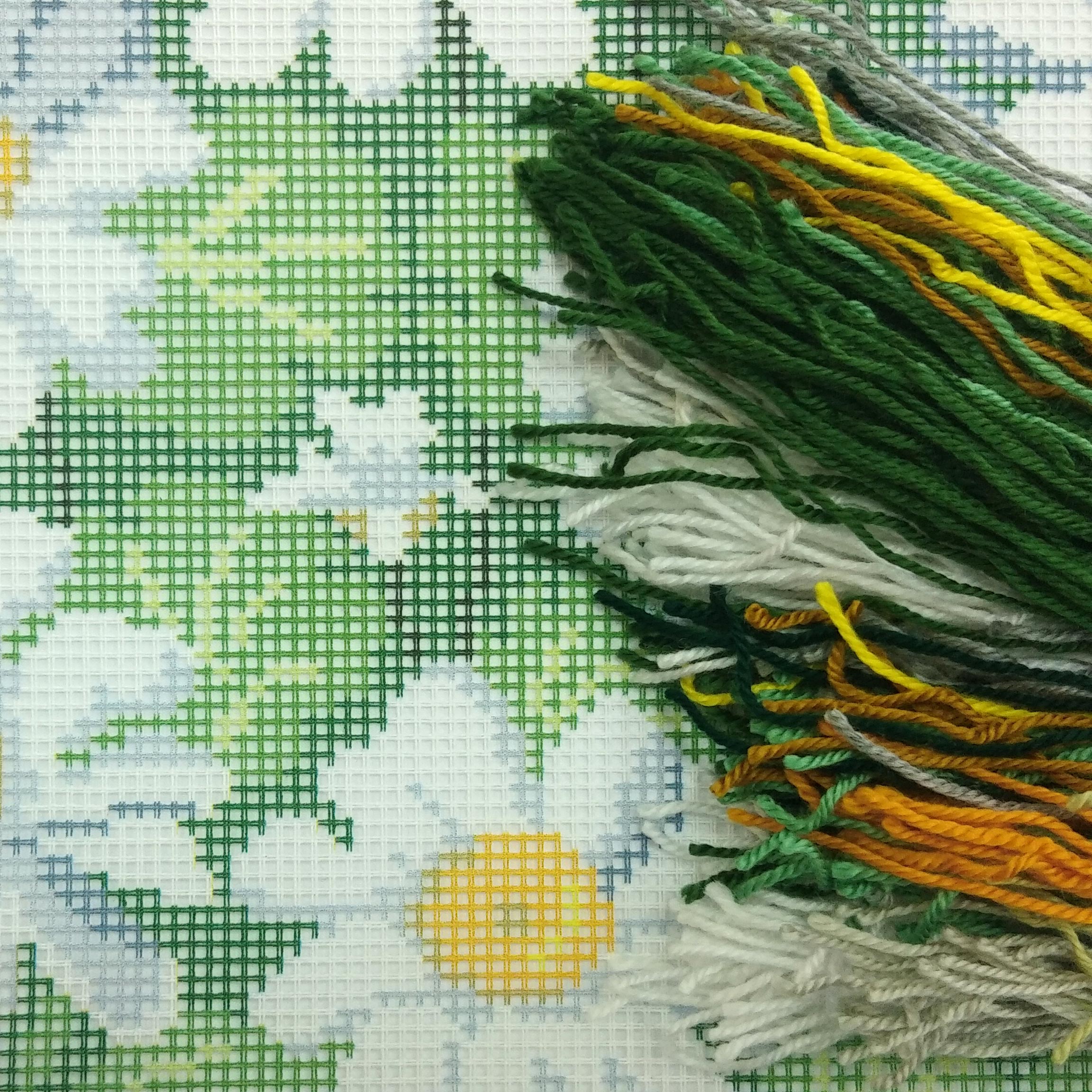 Daisies — Embroidery Kit 16″ × 16″ by Brvsk