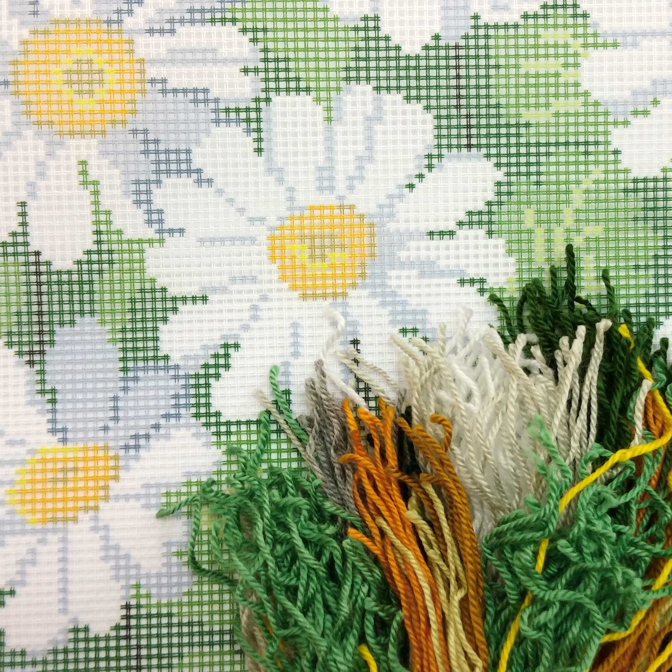 Daisies — Embroidery Kit 16″ × 16″ by Brvsk