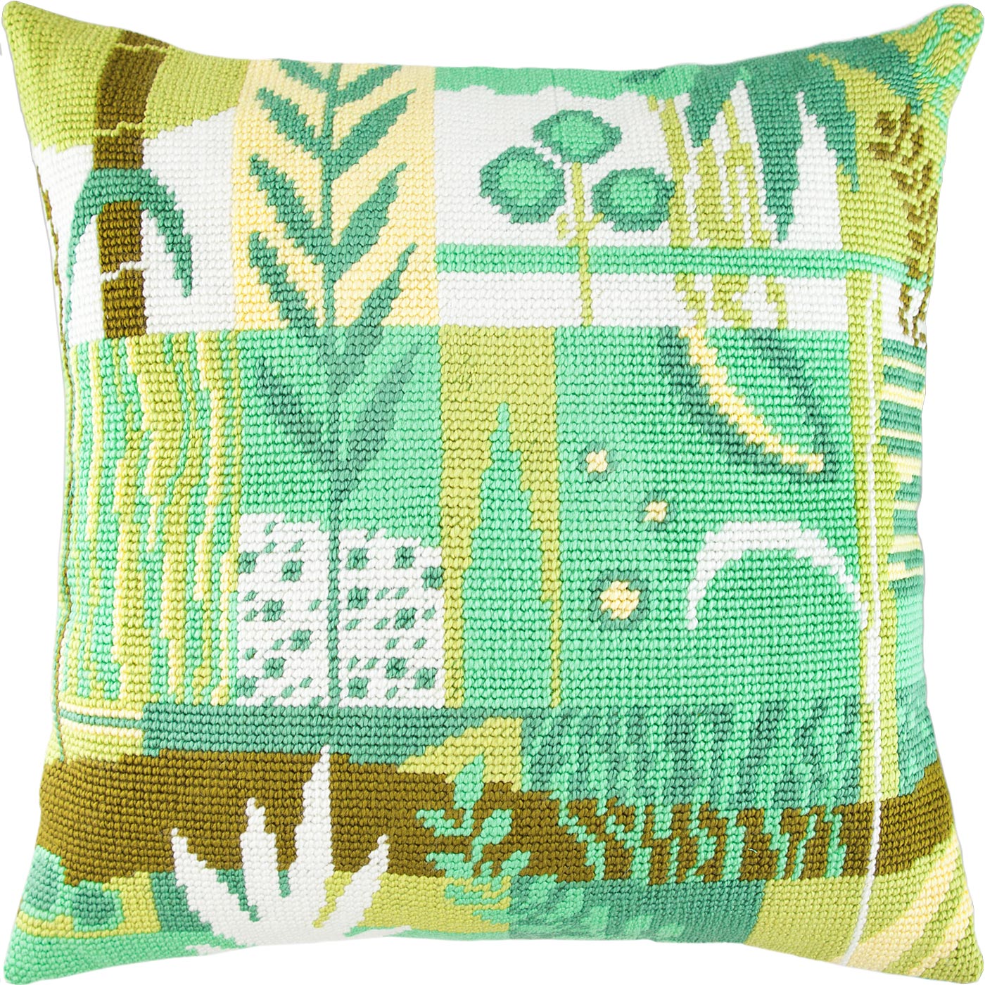 Brvsk Orient Stamped Cross-Stitch Kit for Adults and Beginners — Bamboo 16″ × 16″ with Clear, Precise Printed Design on Cotton Canvas; Includes 2 Needles, Yarn, and Easy-Read Chart
