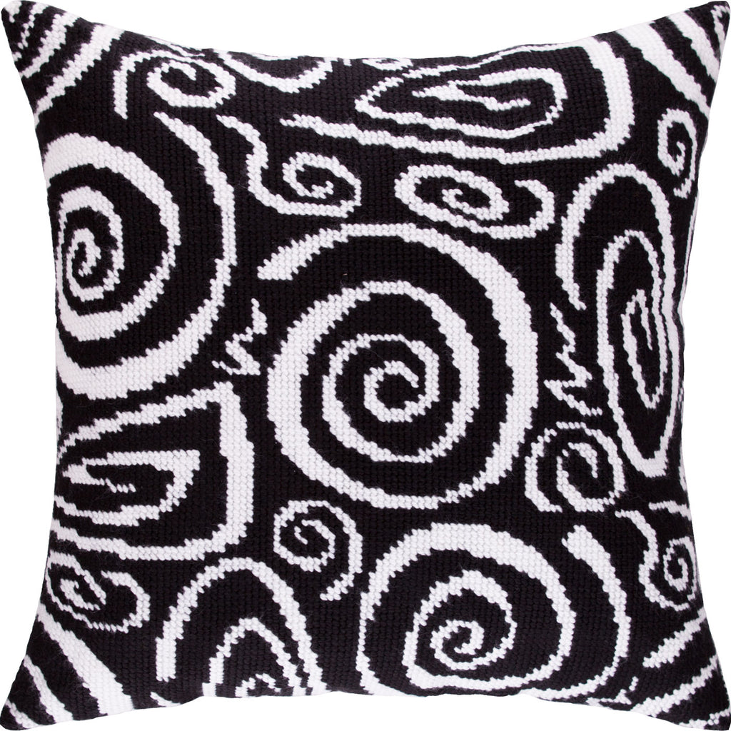 Brvsk Ornamental Embroidery Kit for Adults and Beginners — Serpentine 16″ × 16″ with Clear, Precise Printed Design on Cotton Canvas; Includes 2 Needles, Yarn, and Easy-Read Chart