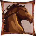 Brvsk Equine Stamped Cross-Stitch Kit for Adults and Beginners — Stallion 16″ × 16″ with Clear, Precise Printed Design on Cotton Canvas; Includes 2 Needles, Yarn, and Easy-Read Chart