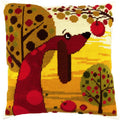 Brvsk Dog Needlepoint Kit for Adults and Beginners — Dachshund 16″ × 16″ with Clear, Precise Printed Design on Cotton Canvas; Includes 2 Needles, Yarn, and Easy-Read Chart