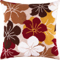 Floral Stamped Cross-Stitch Kit for Adults and Beginners — Periwinkles (Catharanthus) 16″ × 16″ with Clear, Precise Printed Design on Cotton Canvas; Includes 2 Needles, Yarn, and Easy-Read Chart