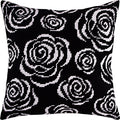 Brvsk Floral Embroidery Kit for Adults and Beginners — Roses at Night 16″ × 16″ with Clear, Precise Printed Design on Cotton Canvas; Includes 2 Needles, Yarn, and Easy-Read Chart
