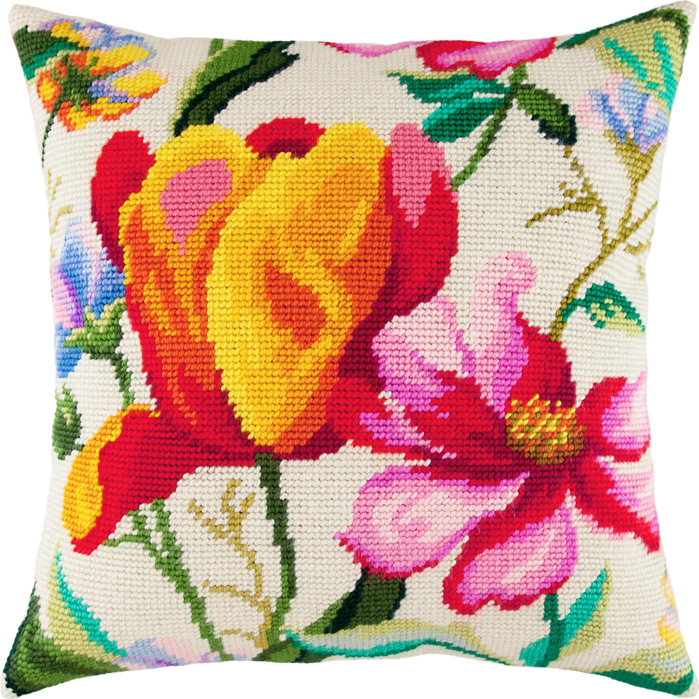 Tulips in Watercolor — Needlepoint Kit 16″ × 16″ by Brvsk