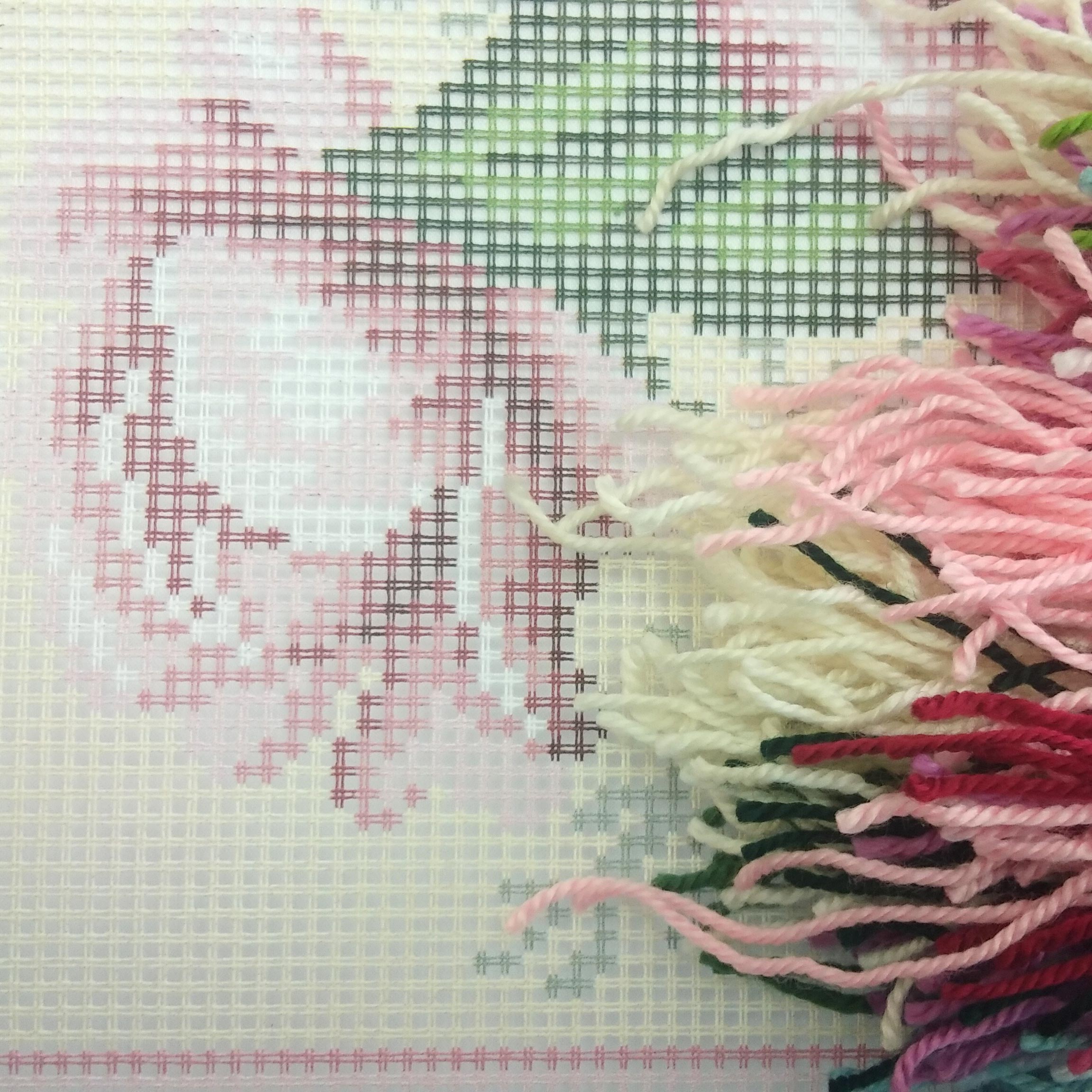 Bouquet of Roses. Needlepoint Kit. Throw Pillow 16×16 Inches. Printed Tapestry Canvas, European Quality