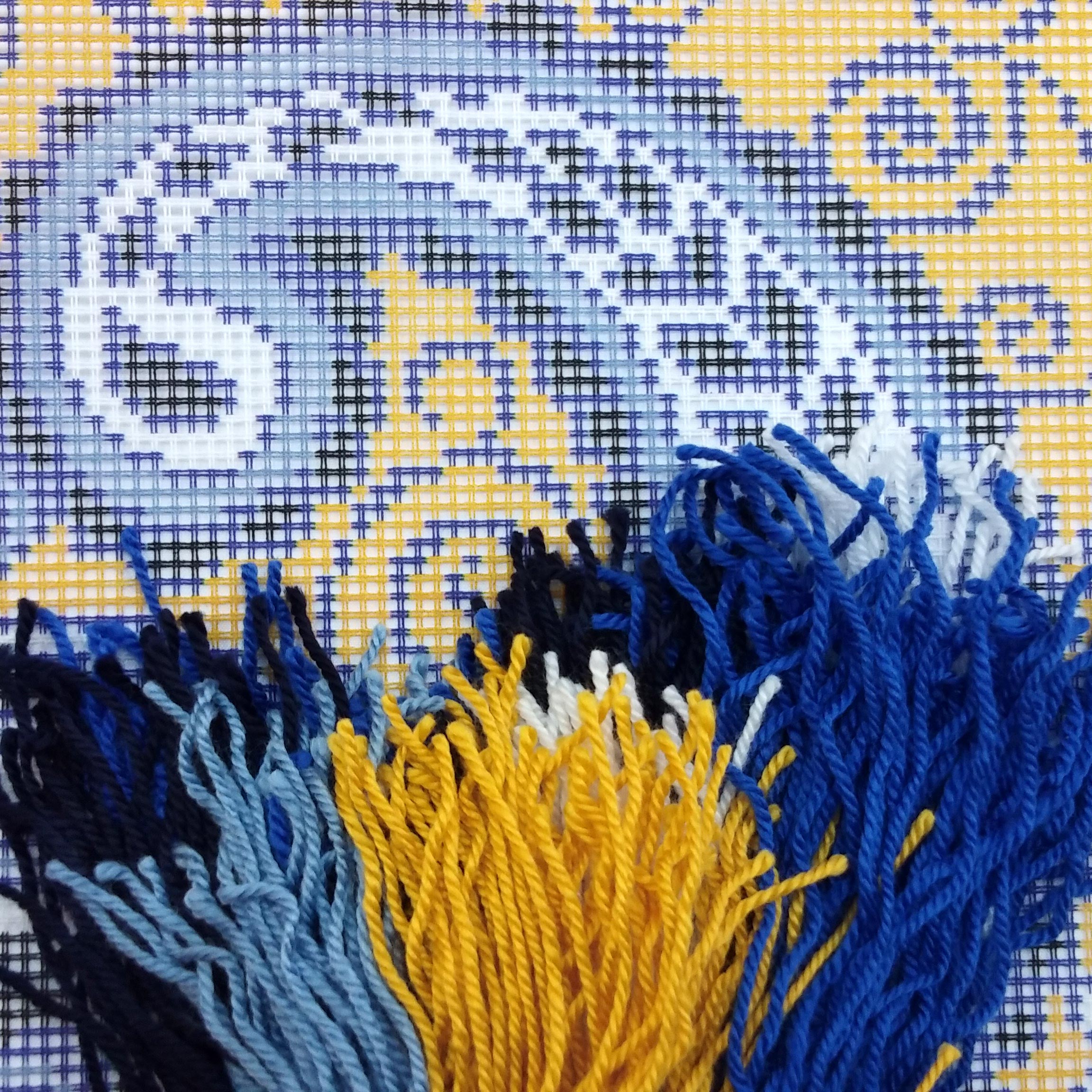 Azure and Gold — Embroidery Kit 16″ × 16″ by Brvsk