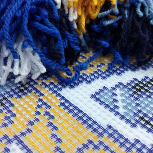 Azure and Gold — Embroidery Kit 16″ × 16″ by Brvsk