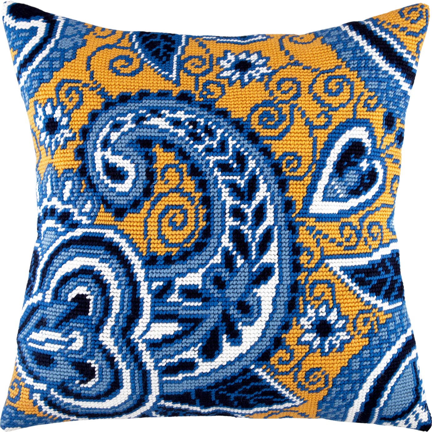 Azure and Gold — Embroidery Kit 16″ × 16″ by Brvsk