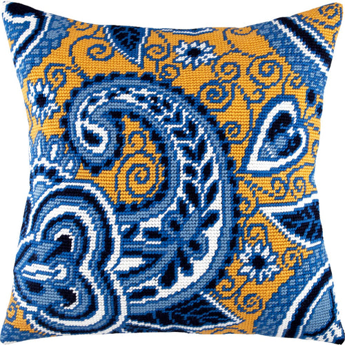 Azure and Gold — Embroidery Kit 16″ × 16″ by Brvsk