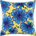 Brvsk Flowers Embroidery Kit for Adults and Beginners — Cornflowers 16″ × 16″ with Clear, Precise Printed Design on Cotton Canvas; Includes 2 Needles, Yarn, and Easy-Read Chart