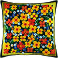 Brvsk Floral Needlepoint Kit for Adults and Beginners — Meadow of Flowers 16″ × 16″ with Clear, Precise Printed Design on Cotton Canvas; Includes 2 Needles, Yarn, and Easy-Read Chart