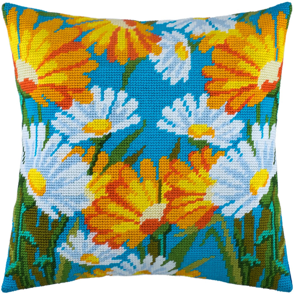 Daisies — Stamped Cross Stitch Kit 16″ × 16″ by Brvsk