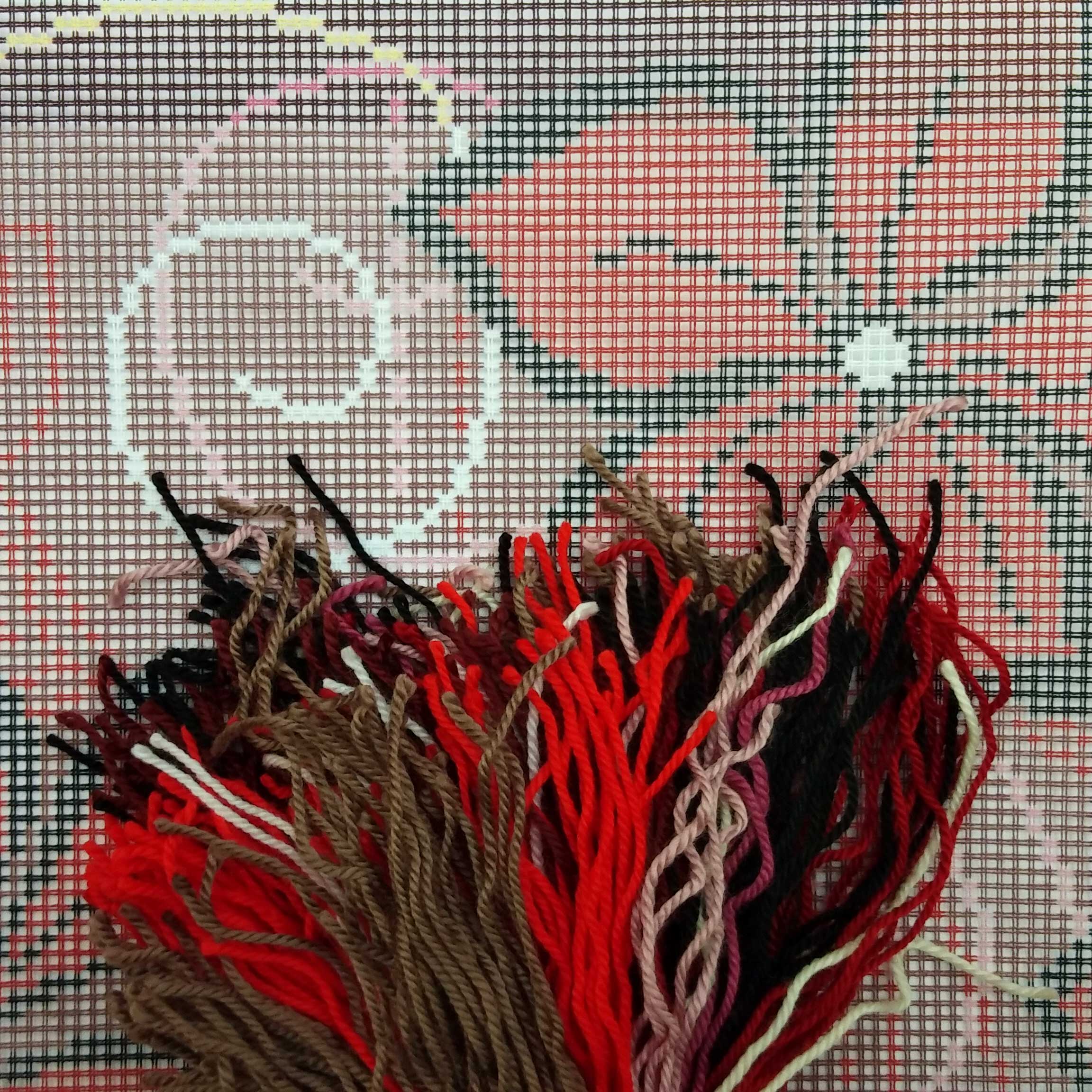 Red Flowers — Stamped Cross Stitch Kit 16″ × 16″ by Brvsk