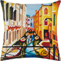 Brvsk Cityscape Embroidery Kit for Adults and Beginners — Venice 16″ × 16″ with Clear, Precise Printed Design on Cotton Canvas; Includes 2 Needles, Yarn, and Easy-Read Chart