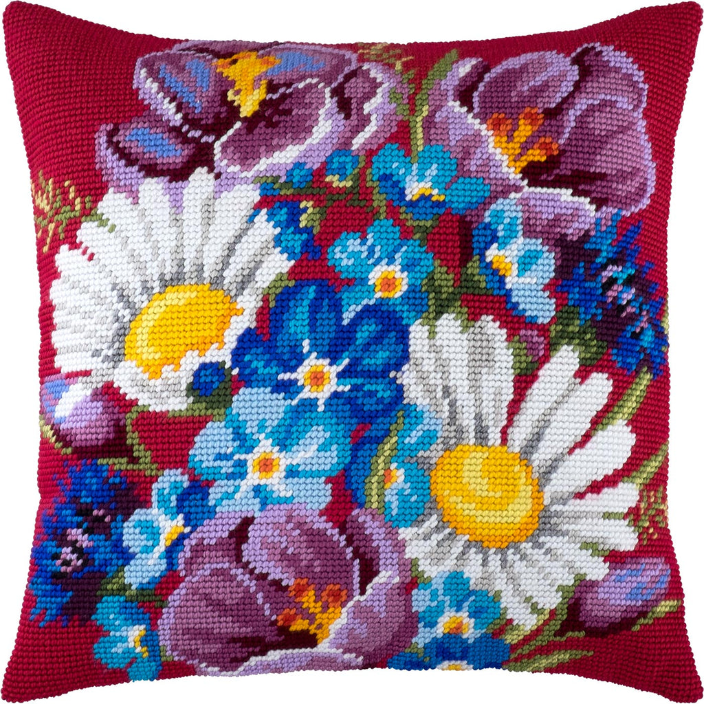 Wild Flowers — Stamped Cross Stitch Kit 16″ × 16″ by Brvsk