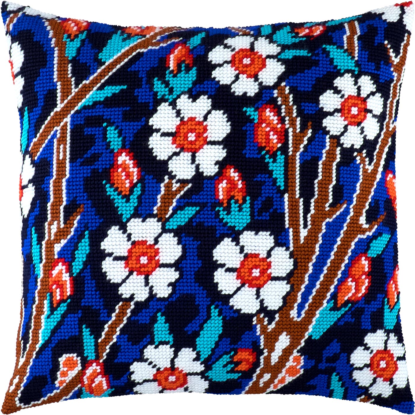 Daisies and Turquoise — Stamped Cross Stitch Kit 16″ × 16″ by Brvsk