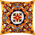 Brvsk Ornamental Needlepoint Kit for Adults and Beginners — Persian Rosette 16″ × 16″ with Clear, Precise Printed Design on Cotton Canvas; Includes 2 Needles, Yarn, and Easy-Read Chart