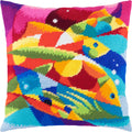 Abstract Fish — Embroidery Kit 16″ × 16″ by Brvsk