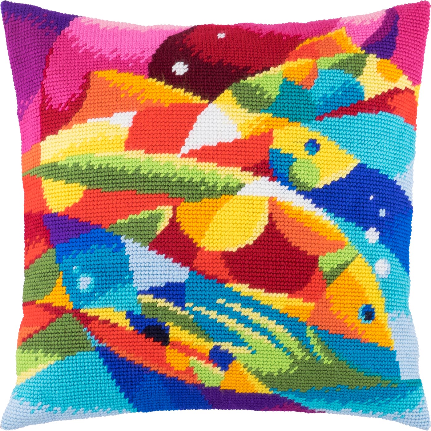 Abstract Fish — Embroidery Kit 16″ × 16″ by Brvsk