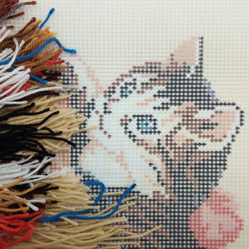 Kittens in a Basket — Embroidery Kit 16″ × 16″ by Brvsk