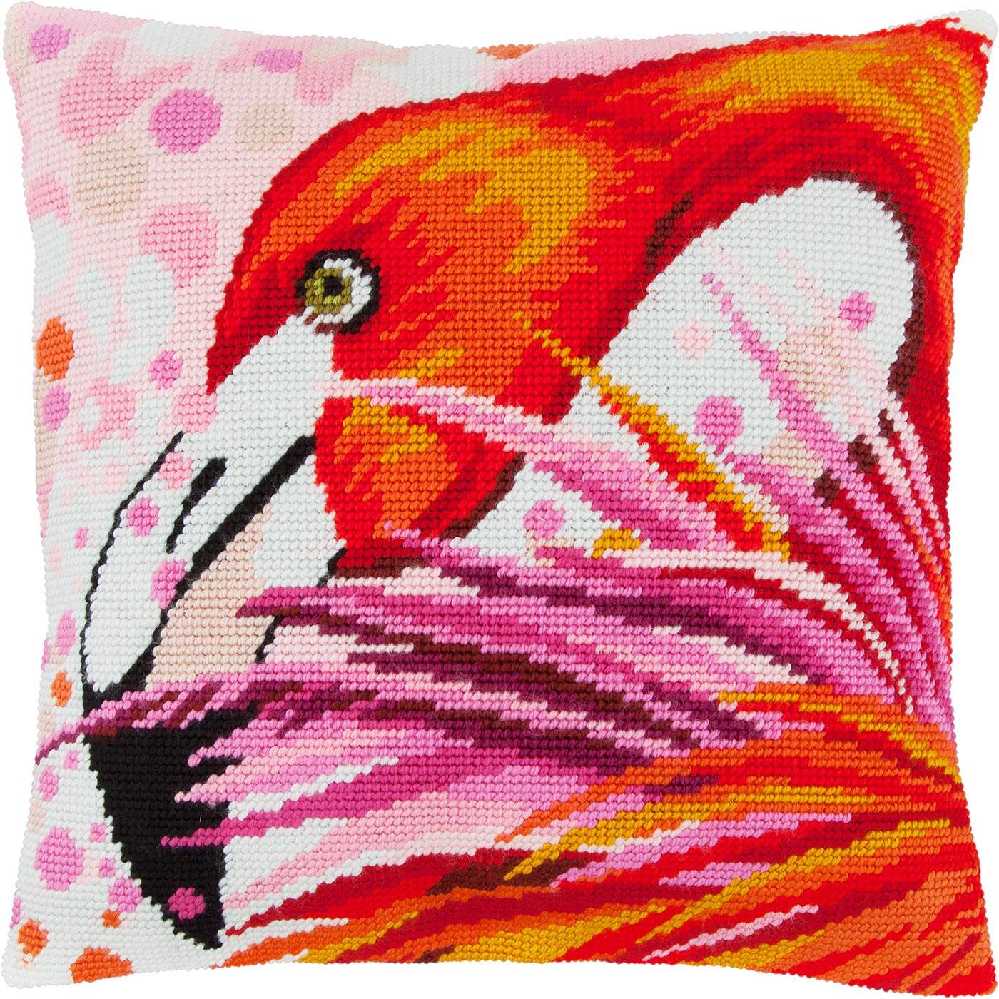 Flamingo. Needlepoint Kit. Throw Pillow 16×16 Inches. Printed Tapestry Canvas, European Quality