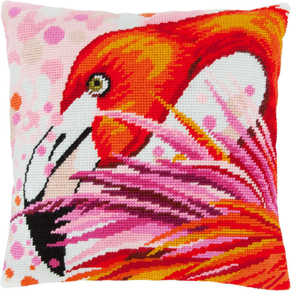 Brvsk Needlepoint Pillow Kit — Flamingo, 16″ × 16″