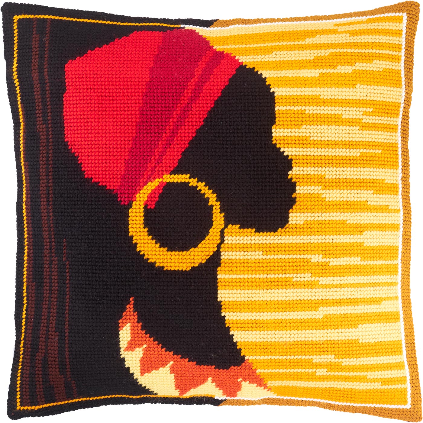 Brvsk Africa. Needlepoint Kit. Throw Pillow 16×16 Inches. Printed Tapestry Canvas, European Quality