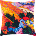 Landscape with House and Ploughman — Stamped Cross Stitch Kit 16″ × 16″ by Brvsk