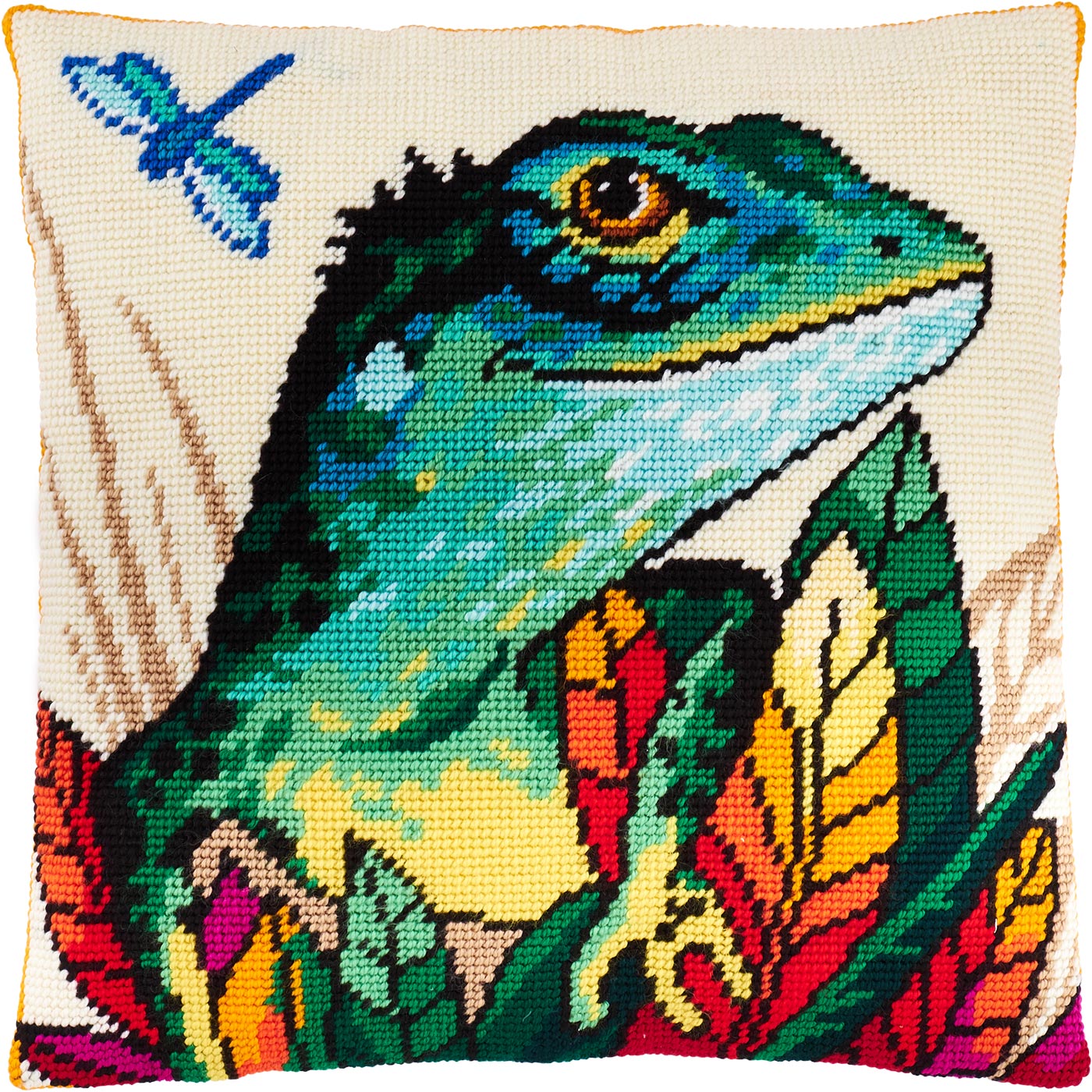 Lizard — Needlepoint Kit 16″ × 16″ by Brvsk