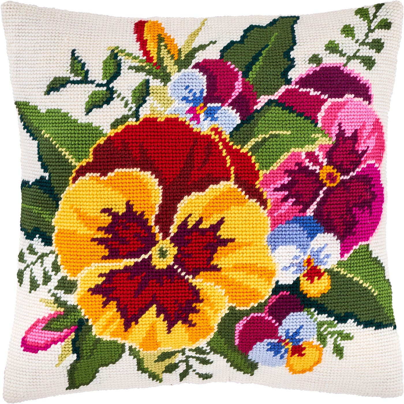 Pansies — Embroidery Kit 16″ × 16″ by Brvsk