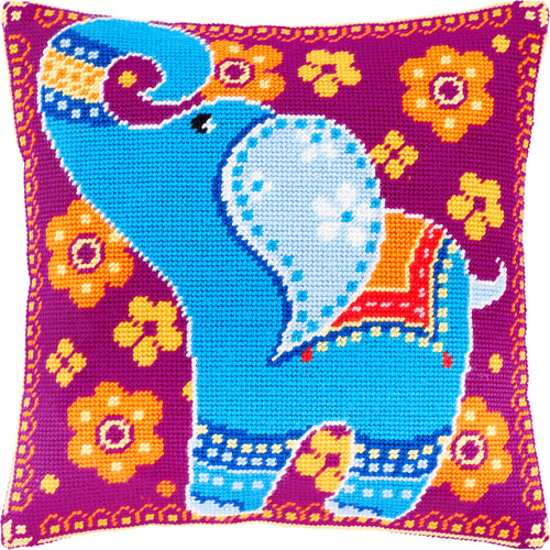 Brvsk A Little Elephant. Needlepoint Kit. Throw Pillow 16×16 Inches. Printed Tapestry Canvas, European Quality