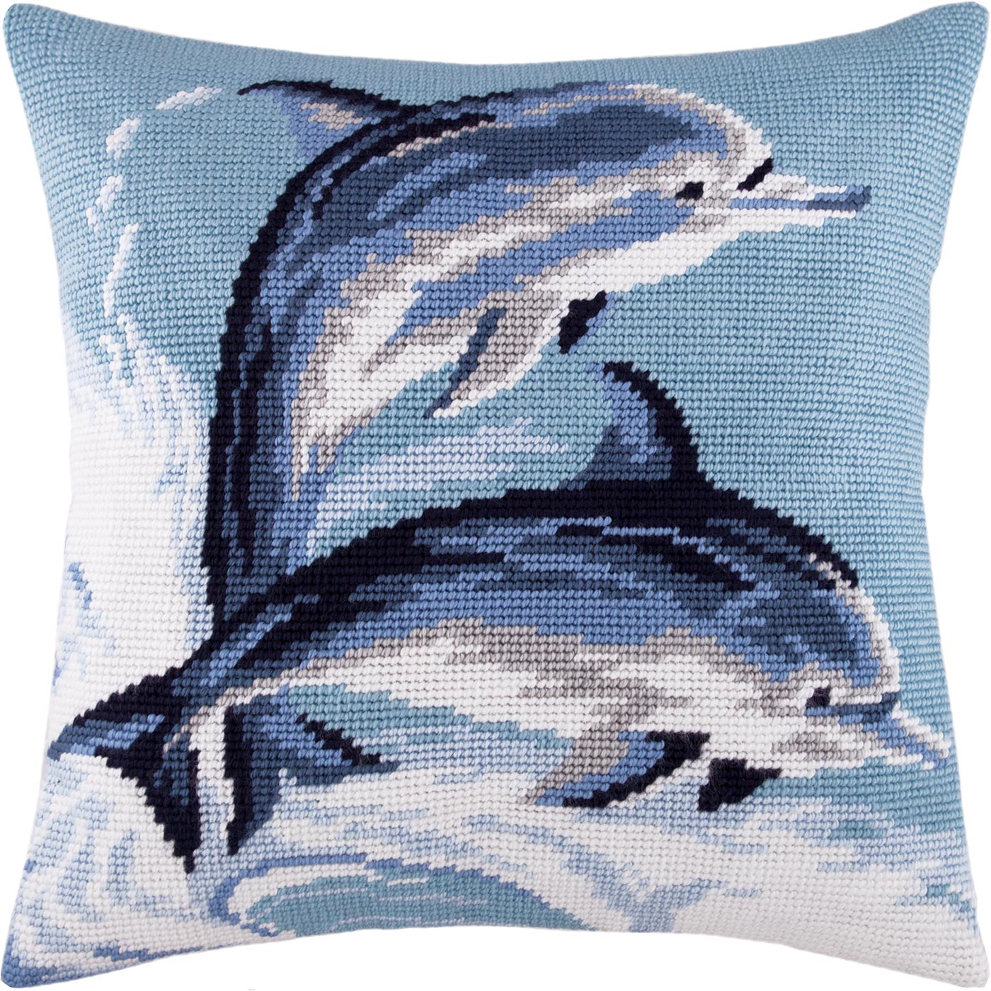 Dolphins — Needlepoint Kit 16″ × 16″ by Brvsk