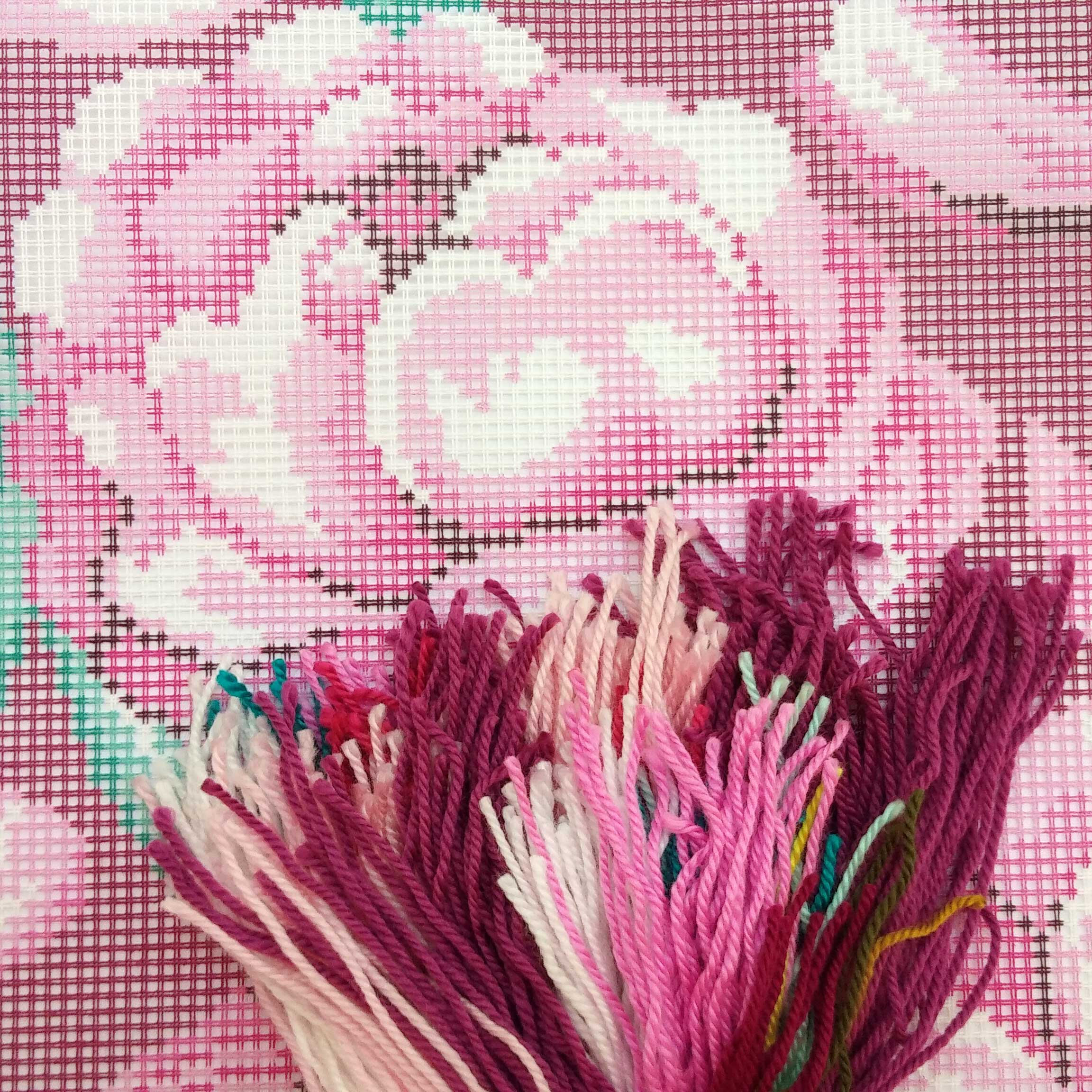 Brvsk Floral Embroidery Kit for Adults and Beginners — Peony 16″ × 16″ with Clear, Precise Printed Design on Cotton Canvas; Includes 2 Needles, Yarn, and Easy-Read Chart