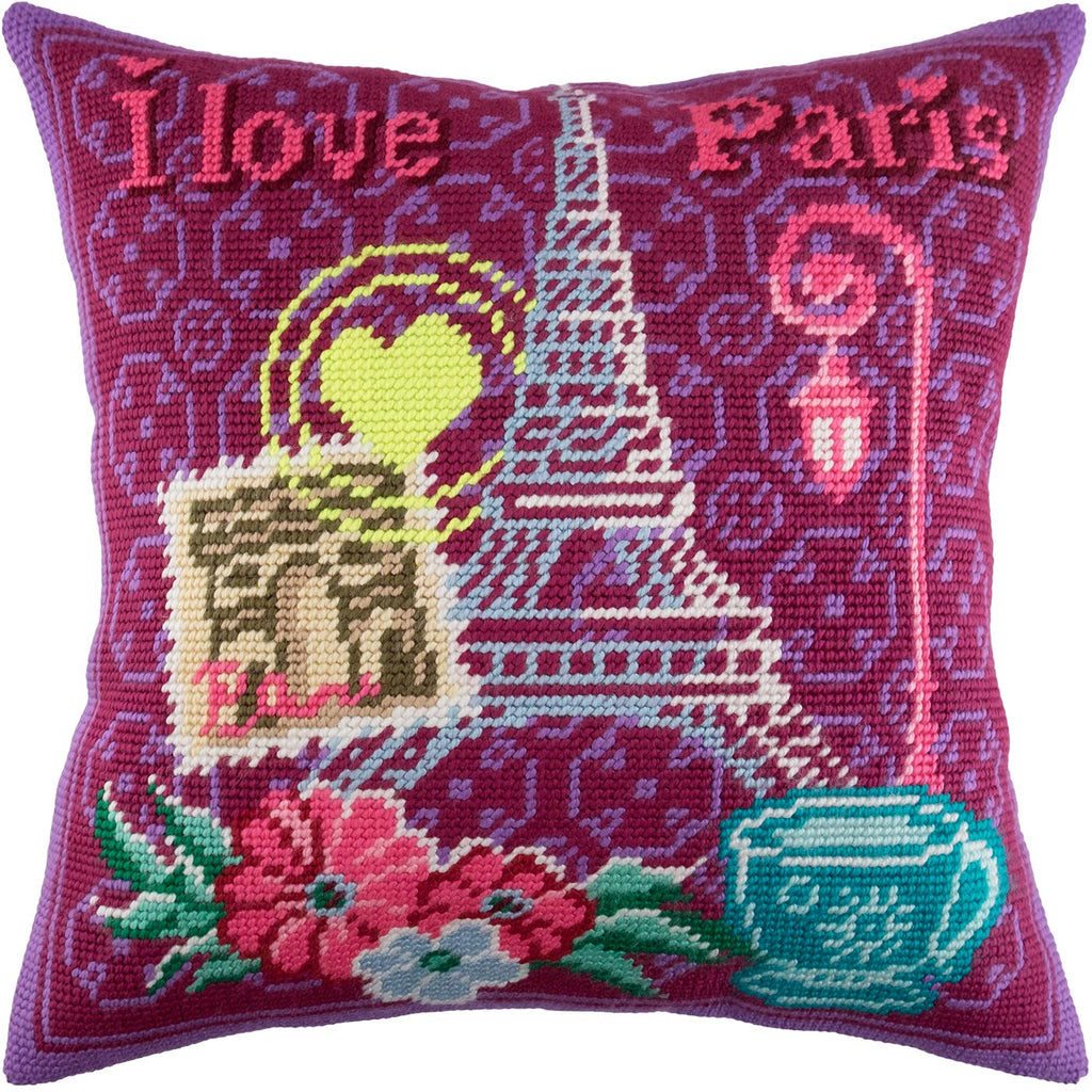 I Love Paris — Needlepoint Kit 16″ × 16″ by Brvsk