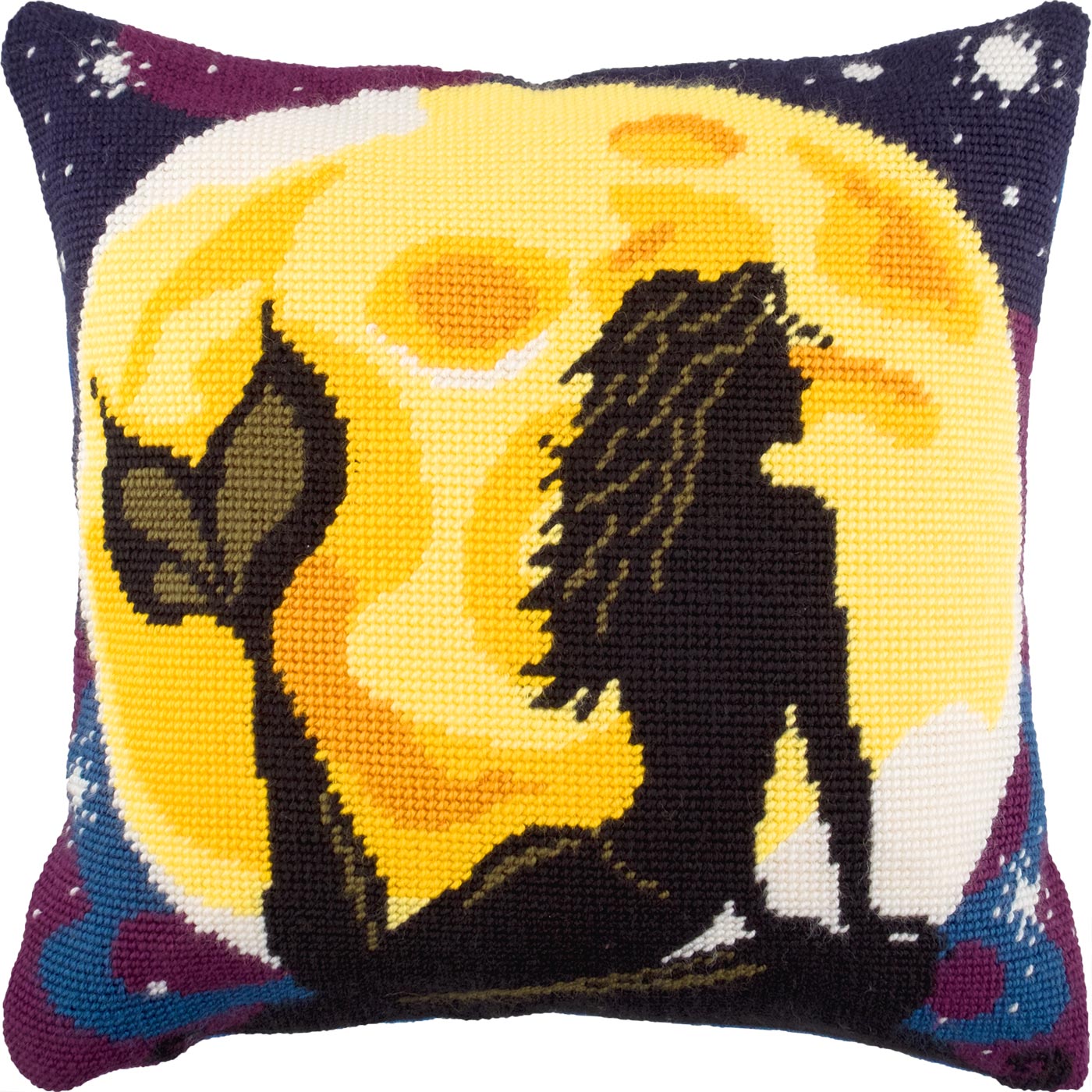 Brvsk Needlepoint Pillow Kit — Mermaid, 16″ × 16″