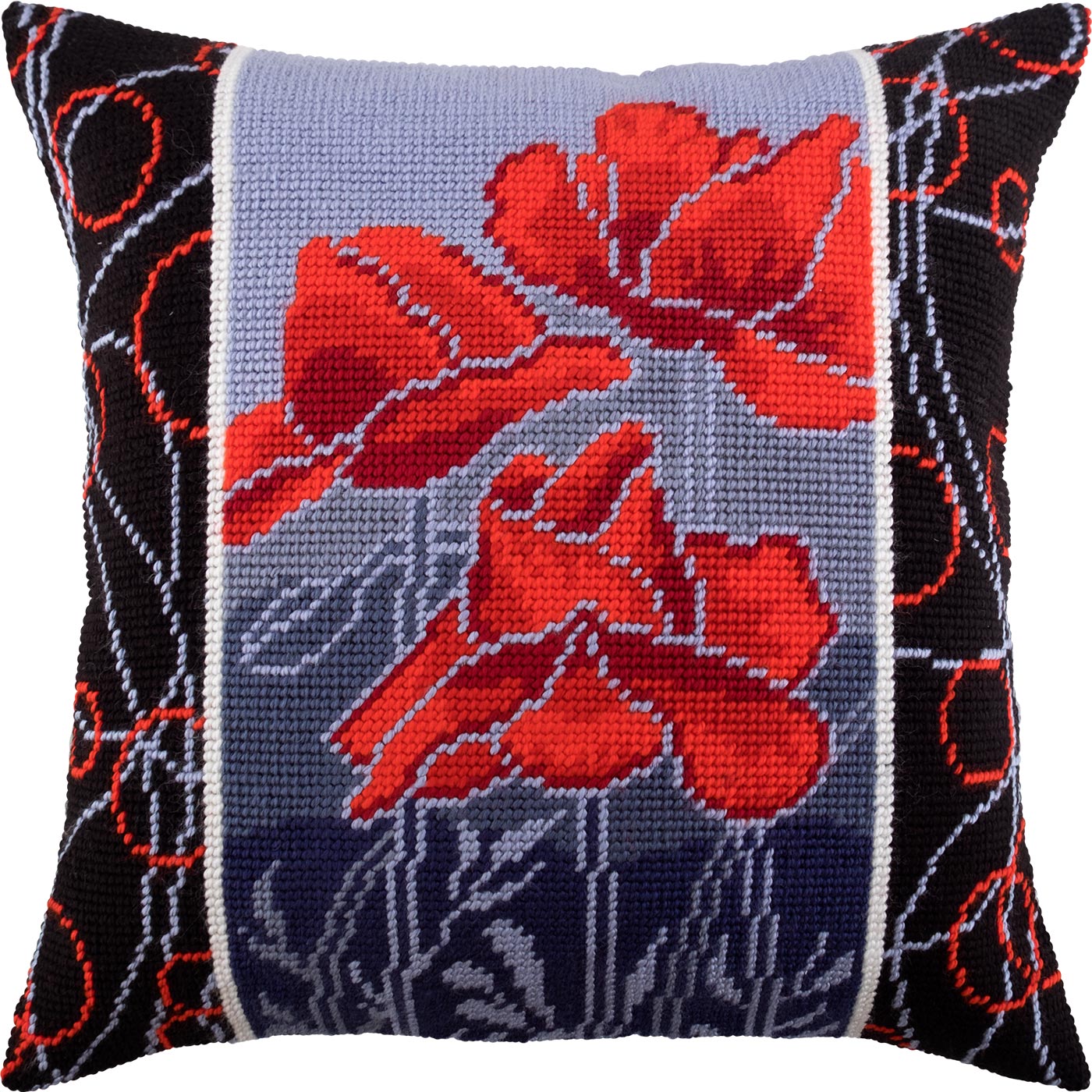 Poppies in the Night — Stamped Cross Stitch Kit 16″ × 16″ by Brvsk