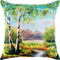 Brvsk Landscape Embroidery Kit for Adults and Beginners — Birch Trees 16″ × 16″ with Clear, Precise Printed Design on Cotton Canvas; Includes 2 Needles, Yarn, and Easy-Read Chart