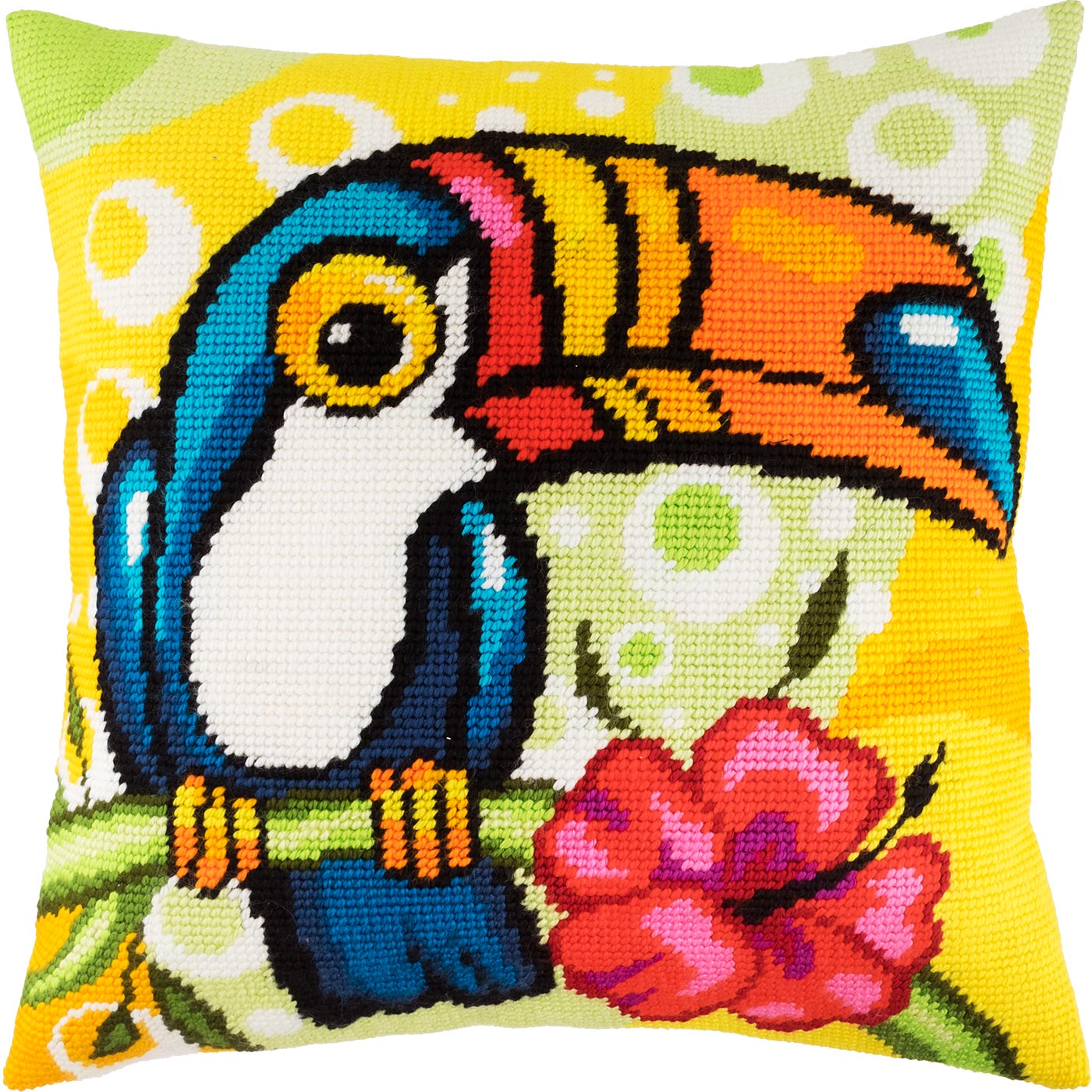 Toucan — Needlepoint Kit 16″ × 16″ by Brvsk