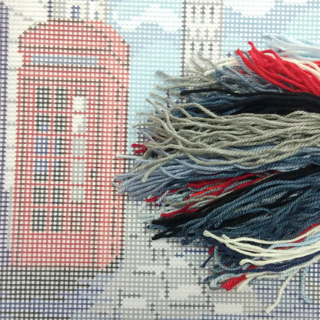 London. Needlepoint Kit. Throw Pillow 16×16 Inches. Printed Tapestry Canvas, European Quality