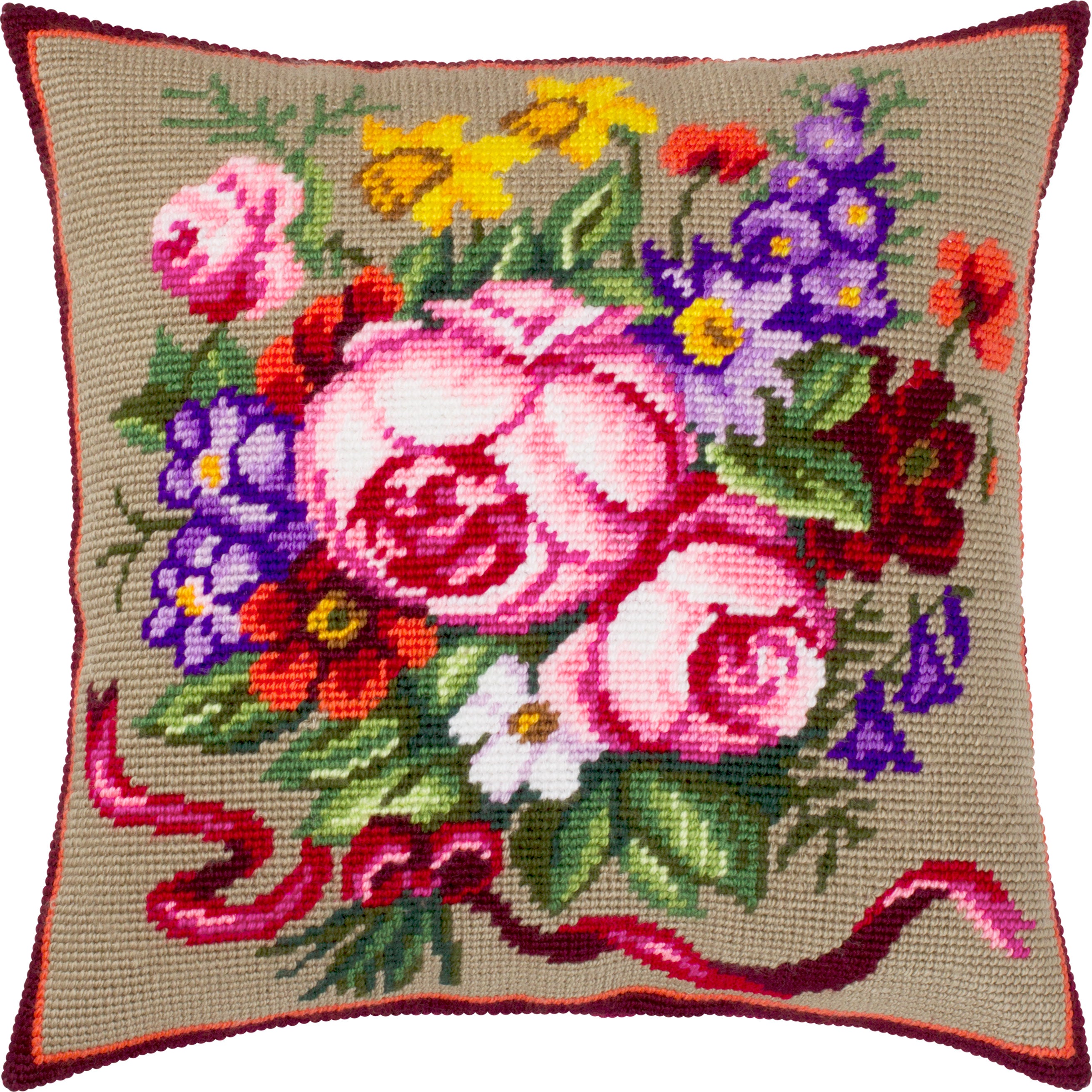 Classic Bouquet — Embroidery Kit 16″ × 16″ by Brvsk