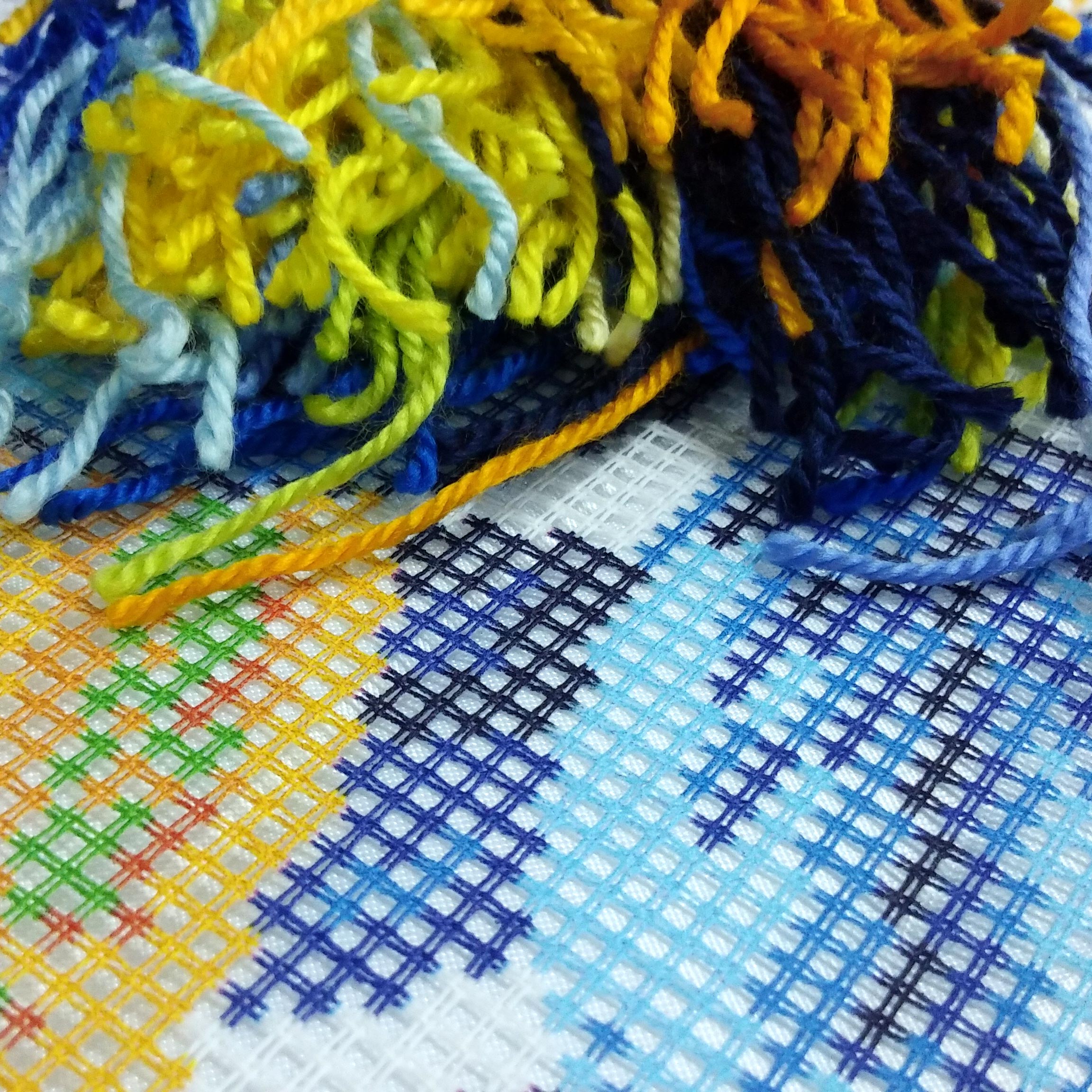 Brvsk Kitchen Needlepoint Kit for Adults and Beginners — Lemons 16″ × 16″ with Clear, Precise Printed Design on Cotton Canvas; Includes 2 Needles, Yarn, and Easy-Read Chart
